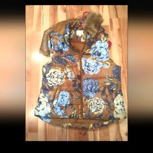 aerie Offline Puffer Vest Women's XL Faux Fur Hood NWOT